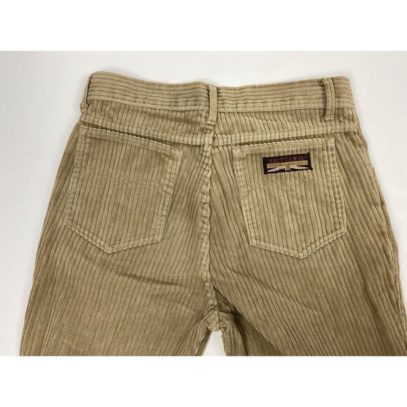 Vintage 70s Brittania Straight Corduroy Pants Teens 28x33 Khaki Beige USA Rare - Picture 1 of 15